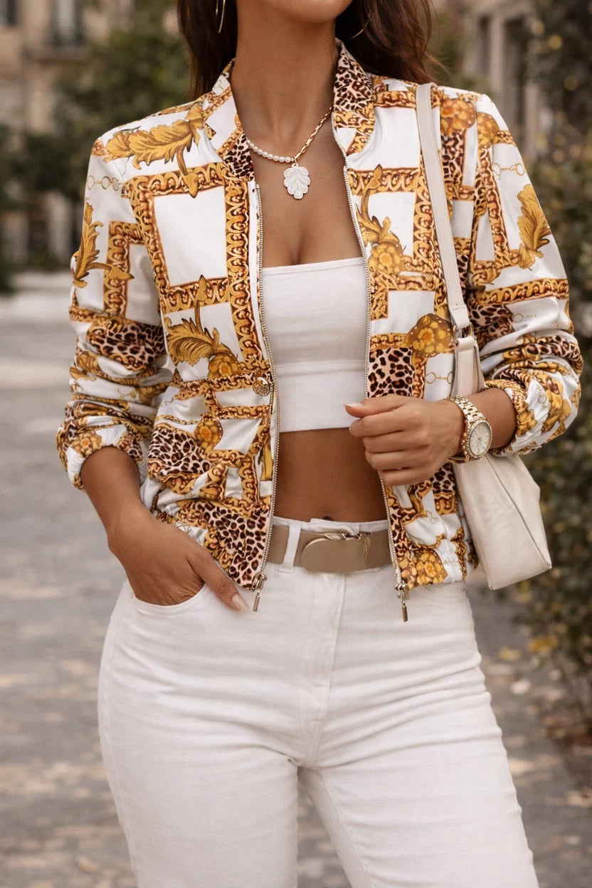 Giacca bomber da donna leggera con zip