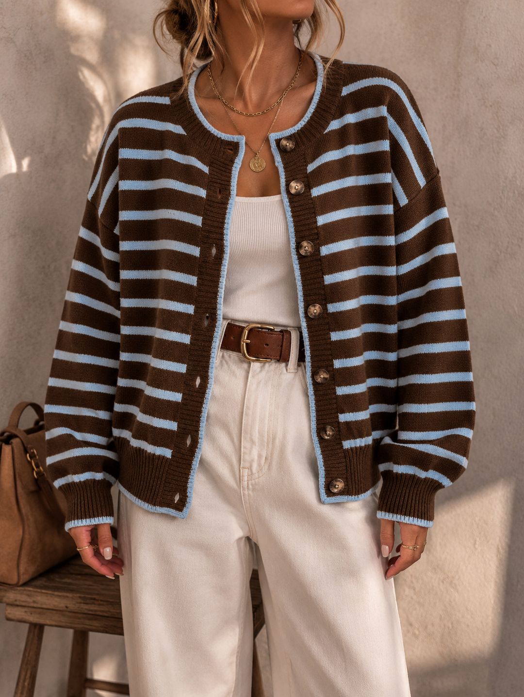 Céliane | Cardigan a righe in maglia chic