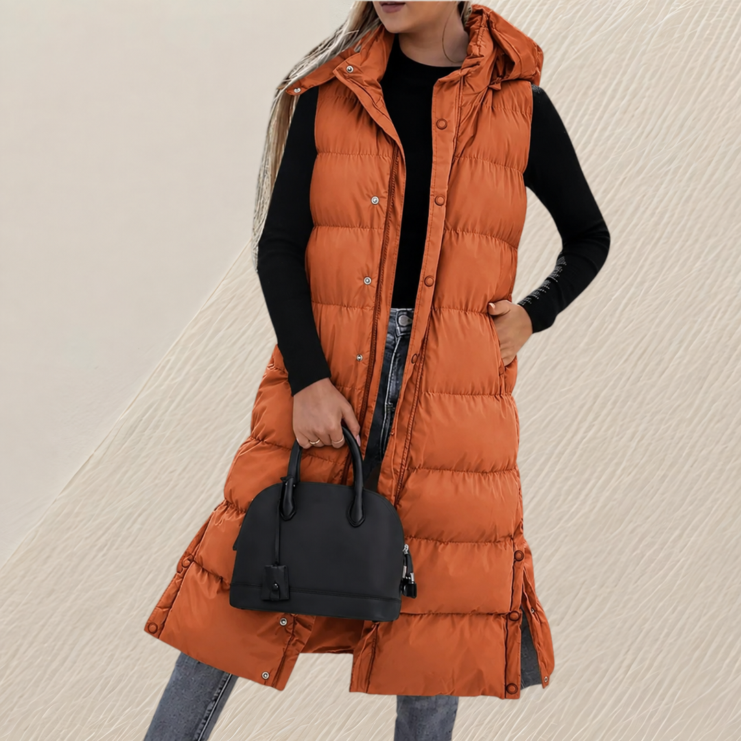 GILET QUILTÉE LONGUE DÉTENDUE POUR FEMMES