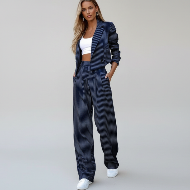 Completo Donna a Righe con Blazer e Pantaloni