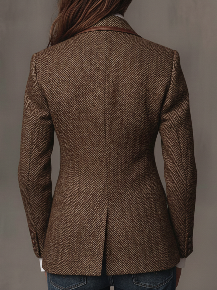 Ermelinda | Blazer in tweed spigato con pannelli stampati