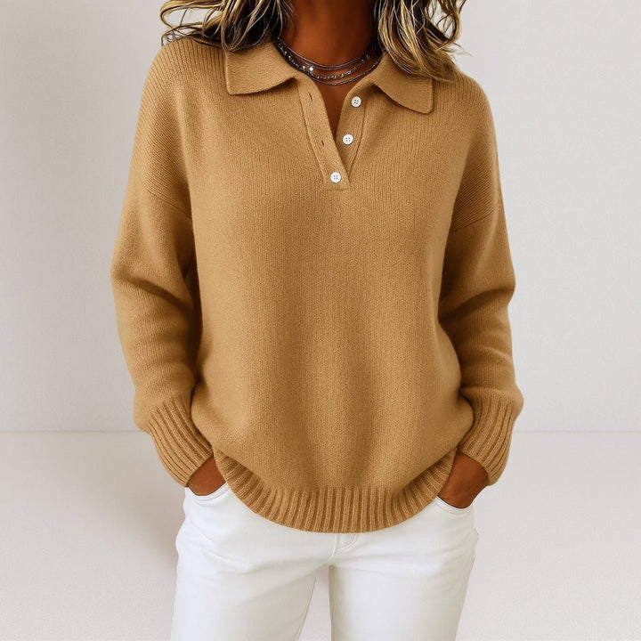 Maglione a Maglia con Collo Polo e Patta con Bottoni