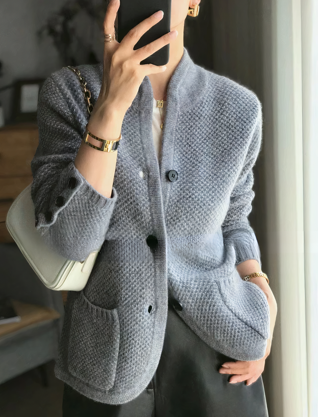 Edda - Cardigan in cashmere con chiusura a bottoni