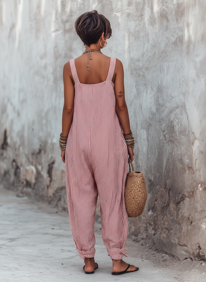 TUTA DONNA A RIGHE CON SCOLLO QUADRATO