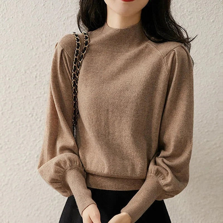 Pullover da donna con maniche a lanterna e collo rotondo