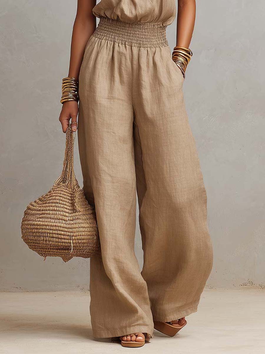 Jumpsuit Senza Maniche con Collo Halter e Pantaloni Ampi