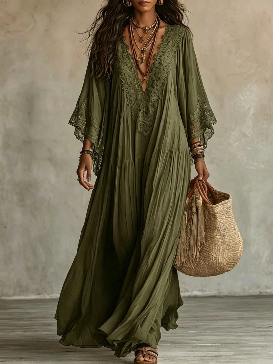ABITO MAXI CON PIZZO PER DONNE