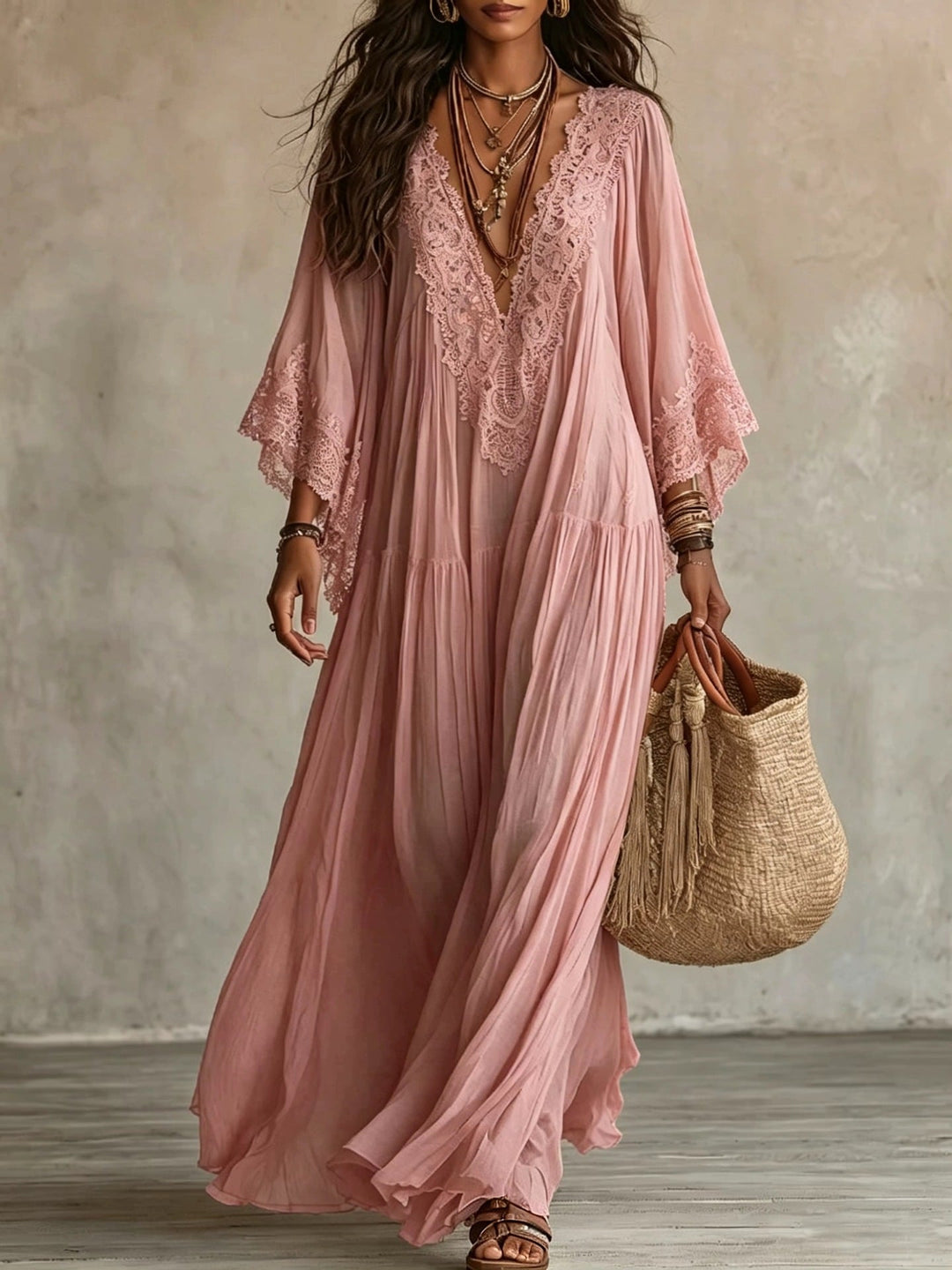 ABITO MAXI CON PIZZO PER DONNE