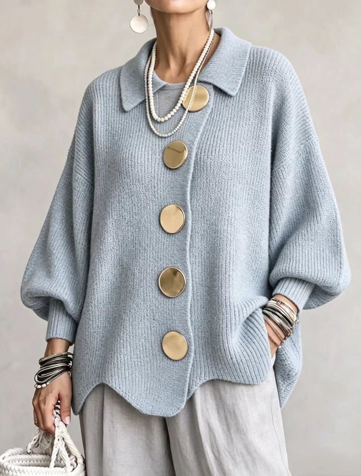 Isadora | Cardigan Oversize con Collo e Grandi Bottoni Metallici