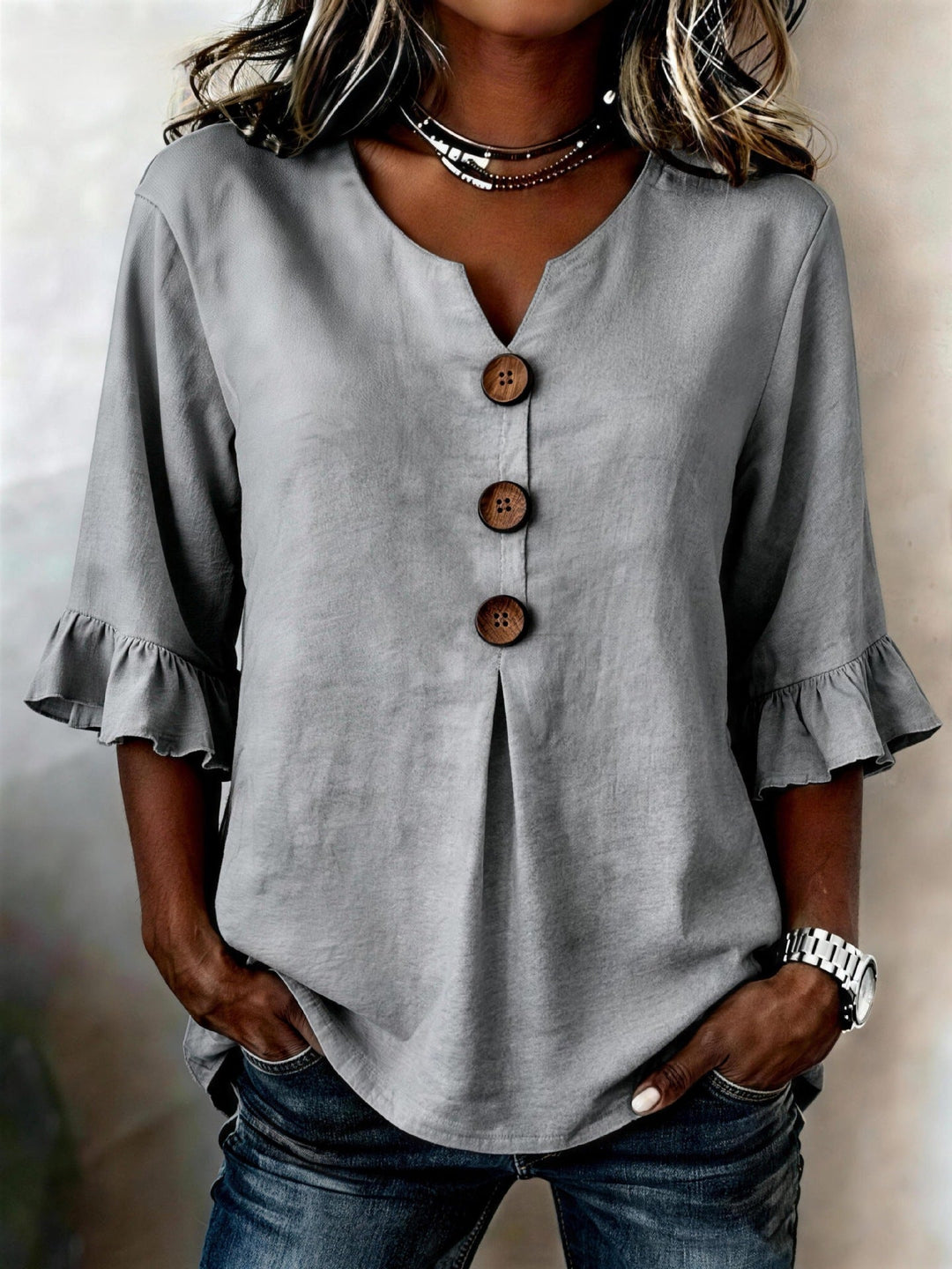 BLUSA ROMANTICA CON VOLANT PER DONNE