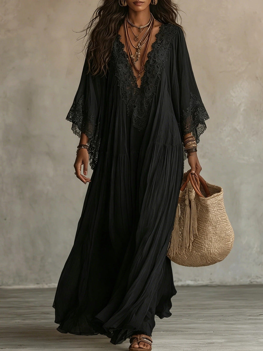 ABITO MAXI CON PIZZO PER DONNE