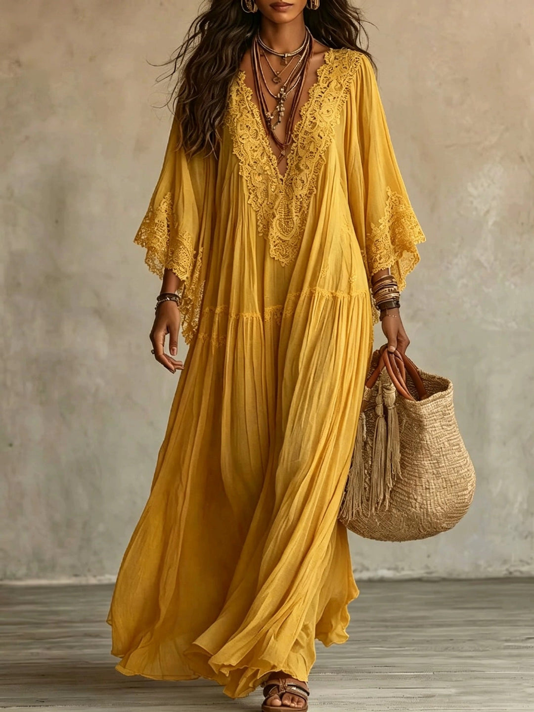 ABITO MAXI CON PIZZO PER DONNE