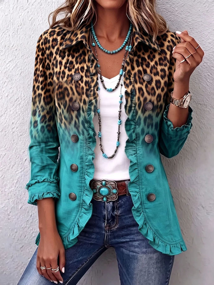 Rosmine | Giacca Vintage Leopardata Sfumata con Volant