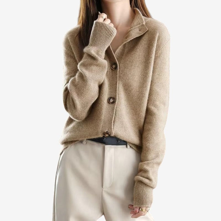 Cardigan da donna oversize a coste con maniche lunghe