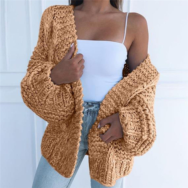 Cardigan da donna con scollo a V e maniche lunghe
