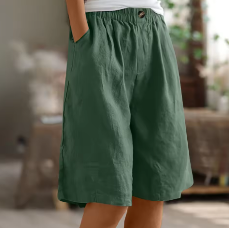 Hana | Pantaloni Corti in Lino con Vita Elasticizzata