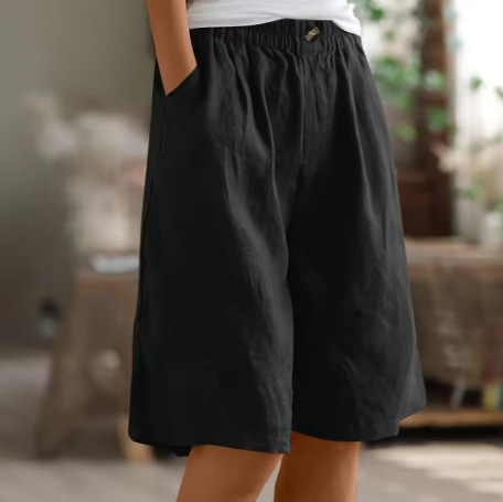Hana | Pantaloni Corti in Lino con Vita Elasticizzata
