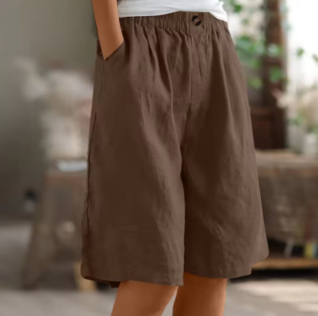 Hana | Pantaloni Corti in Lino con Vita Elasticizzata