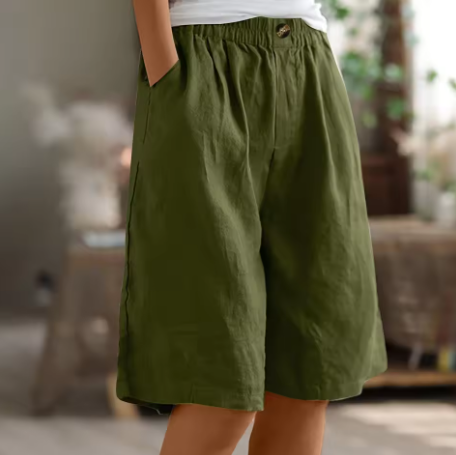 Hana | Pantaloni Corti in Lino con Vita Elasticizzata