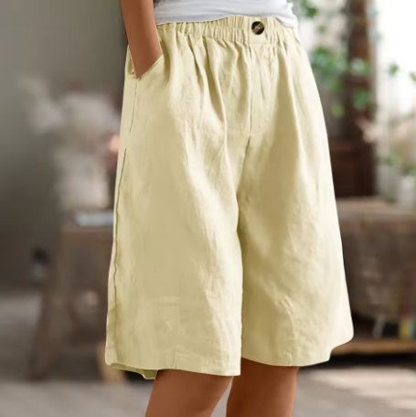 Hana | Pantaloni Corti in Lino con Vita Elasticizzata