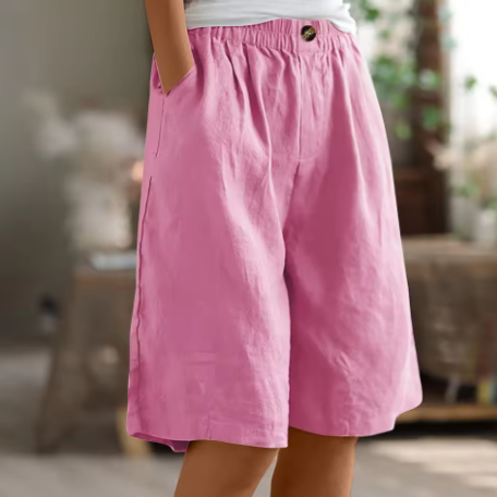 Hana | Pantaloni Corti in Lino con Vita Elasticizzata