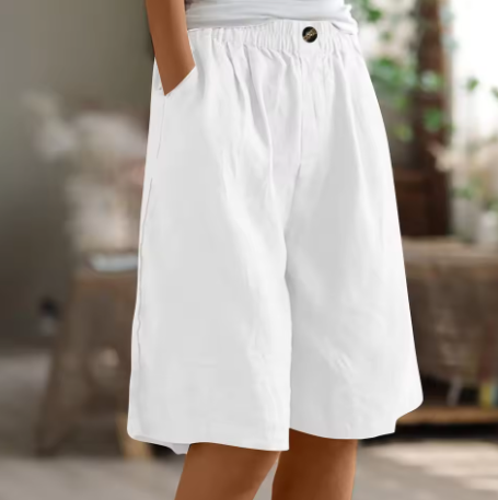 Hana | Pantaloni Corti in Lino con Vita Elasticizzata