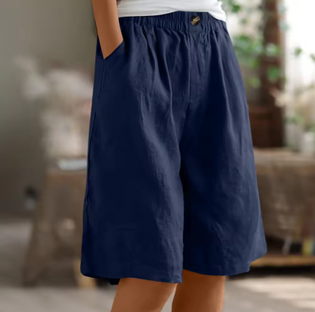 Hana | Pantaloni Corti in Lino con Vita Elasticizzata