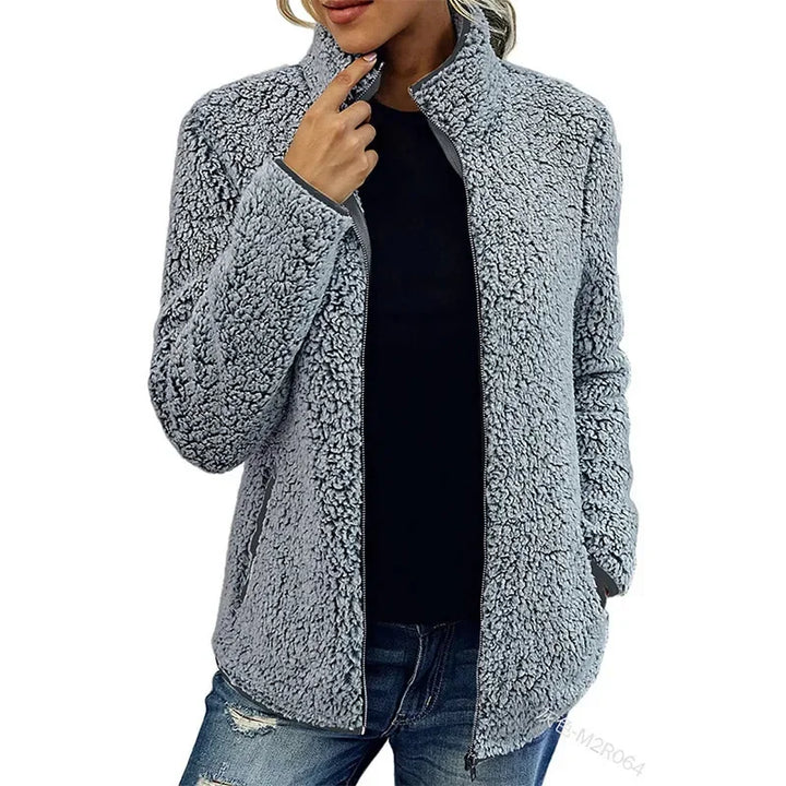 Giacca da Donna in Pile | Chiusura a Zip & Collo Alto | Autunno e Inverno