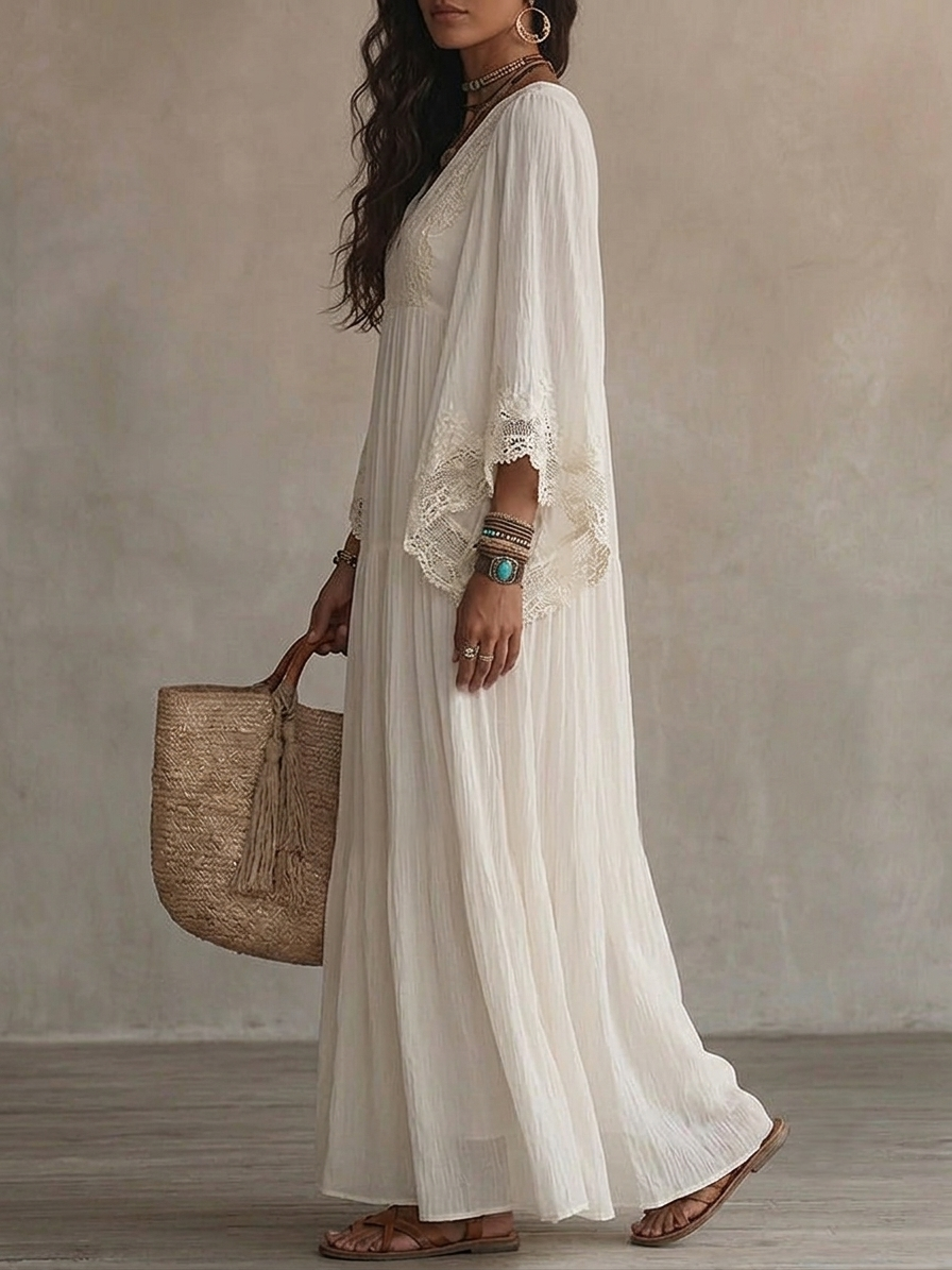 ABITO MAXI CON PIZZO PER DONNE