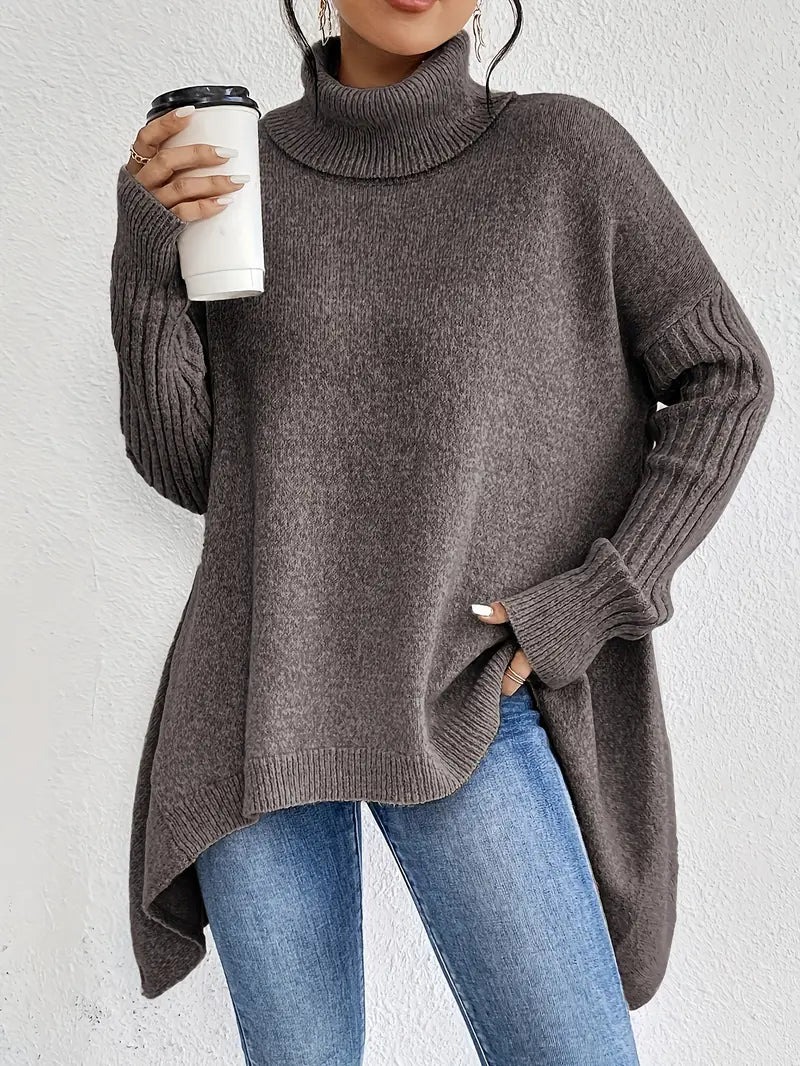 Bridgette | Maglione lungo comodo da donna con colletto alto