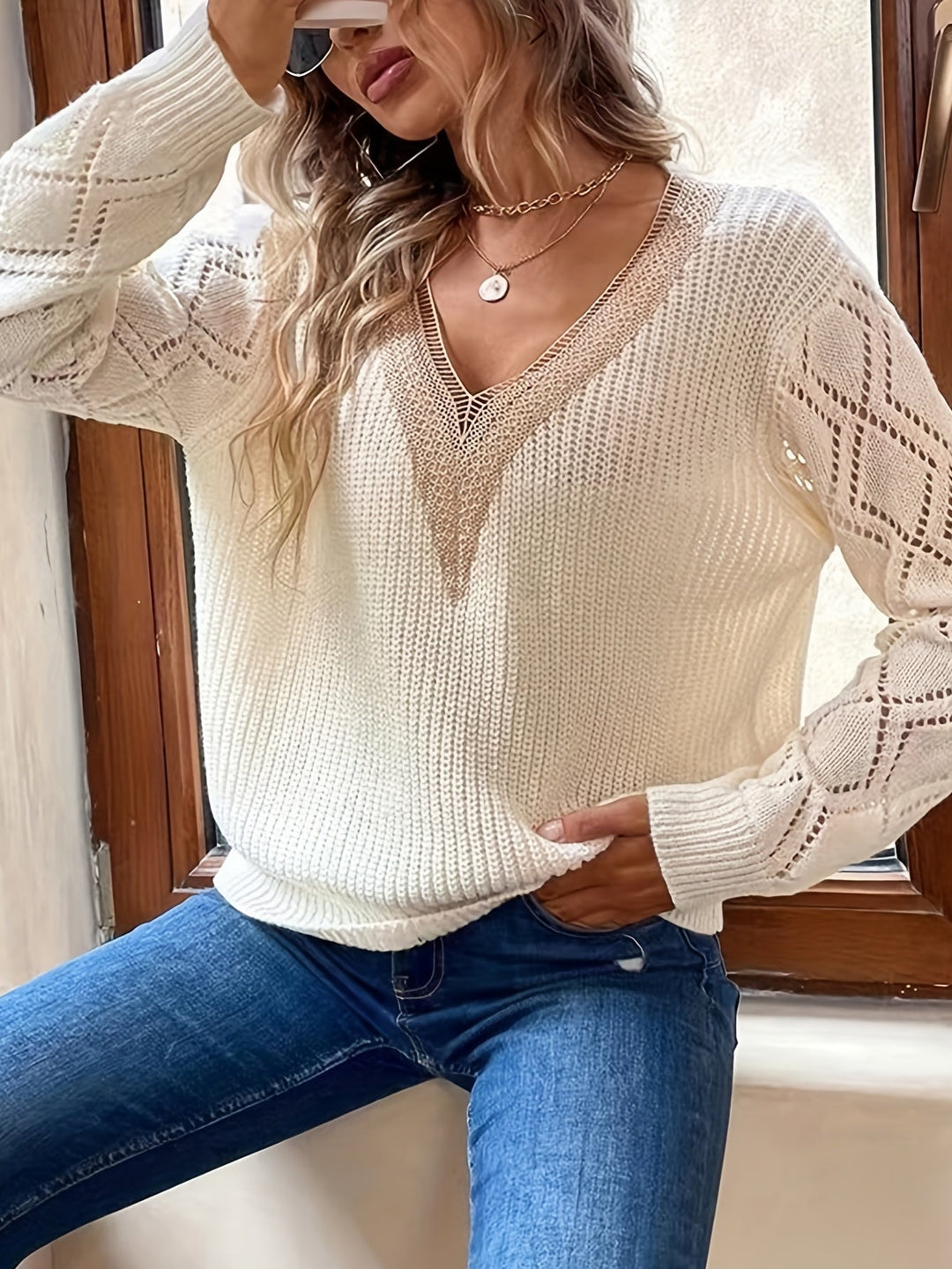Claudia - Maglione donna scollo profondo