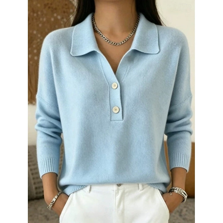 Pullover donna con bottoni e colletto - Chic e confortevole