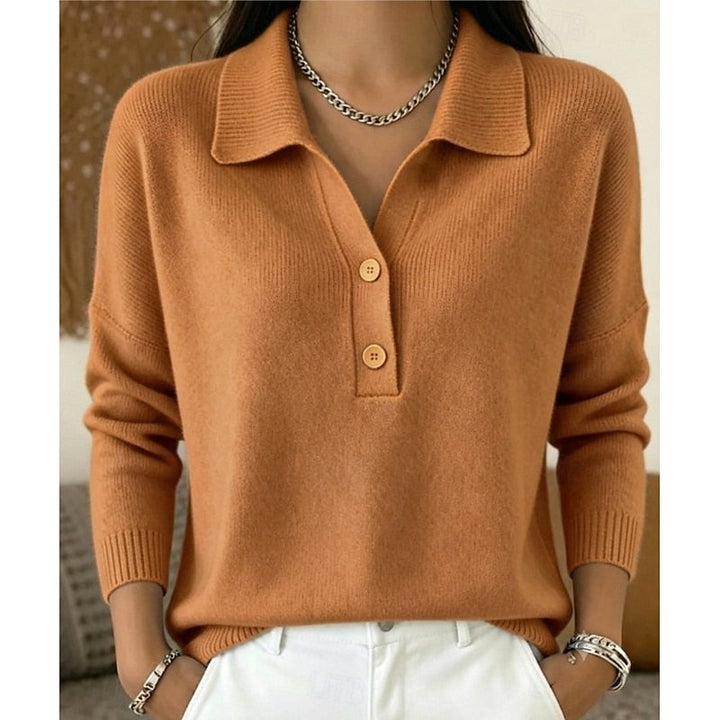 Pullover donna con bottoni e colletto - Chic e confortevole