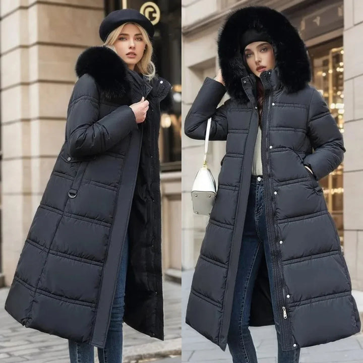 Parka invernale di design con cappuccio in pelliccia