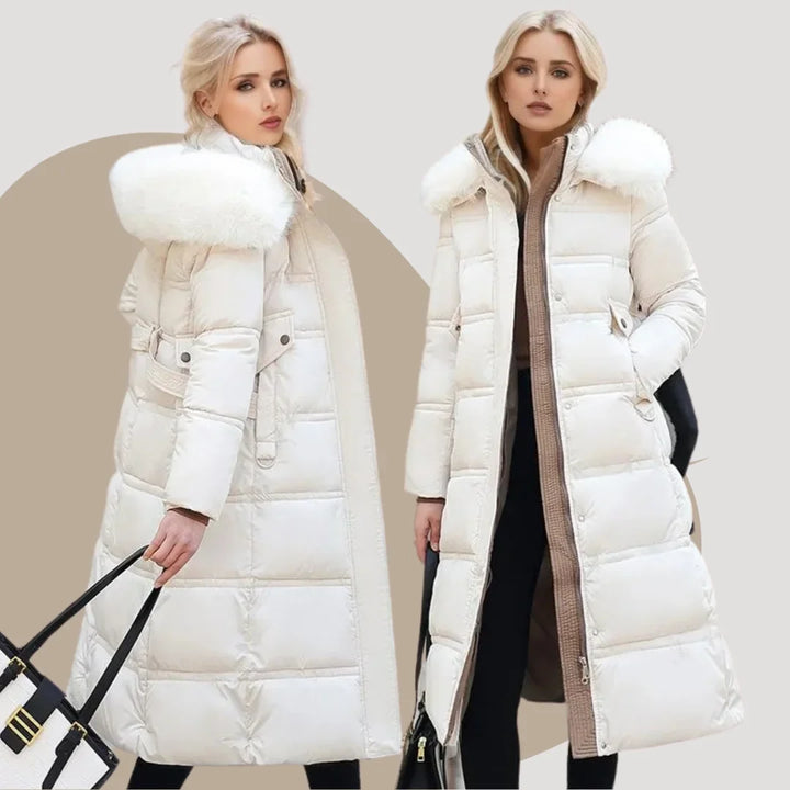 Parka invernale di design con cappuccio in pelliccia