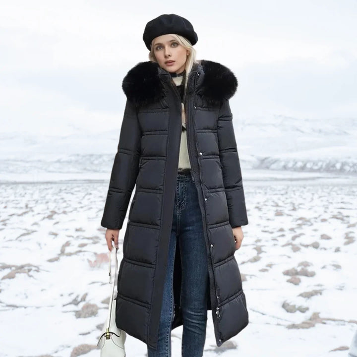 Parka invernale di design con cappuccio in pelliccia