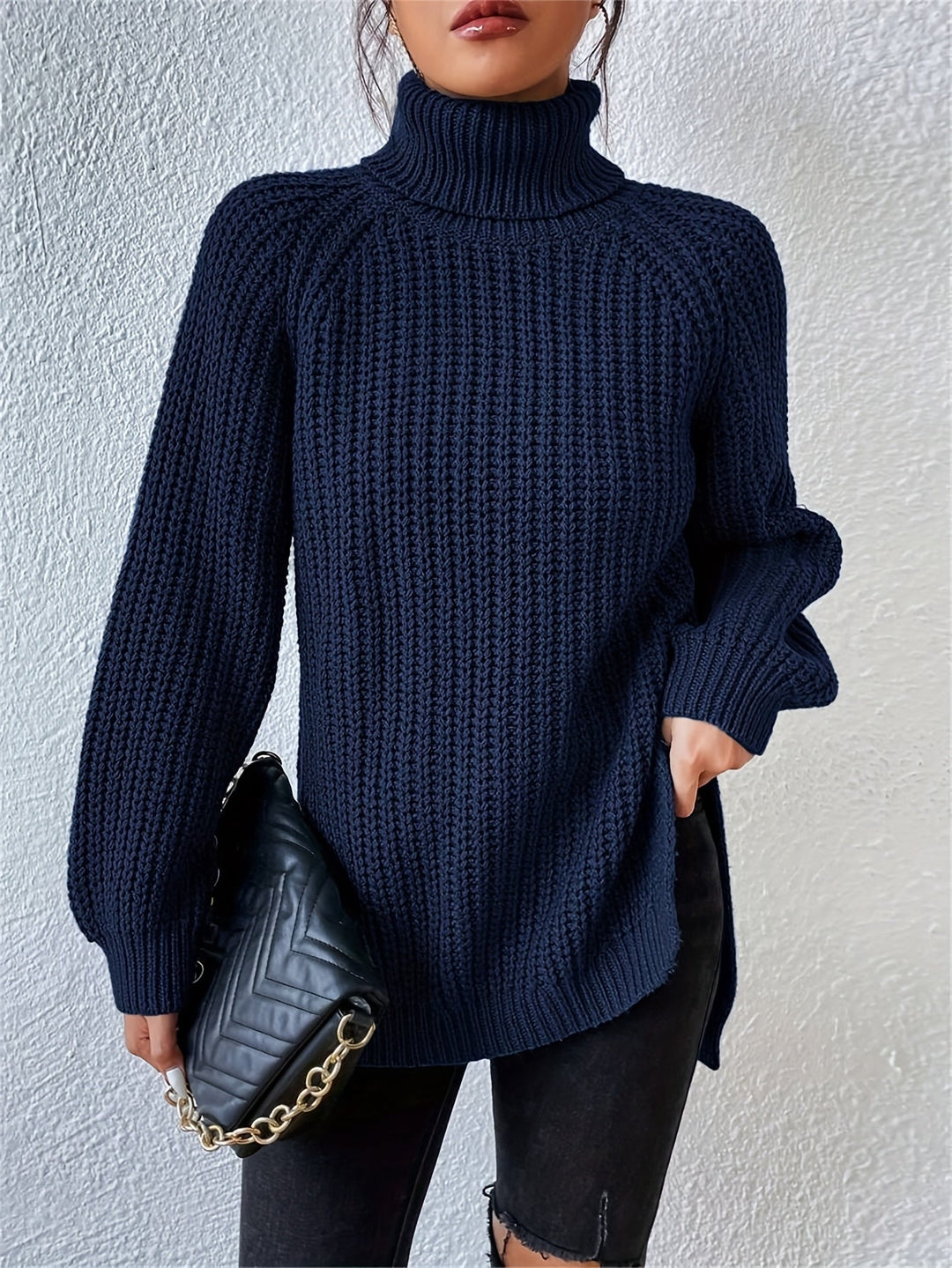 MAGLIONE CON COLLO ALTO E ORLO SFOGLIATO PER DONNE