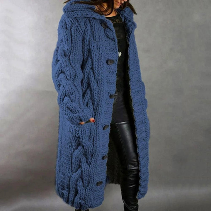 Cardigan con Bottoni in Maglia a Treccia Oversize da Donna