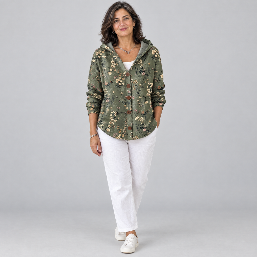 Cardigan Confortevole con Cappuccio in Maglia