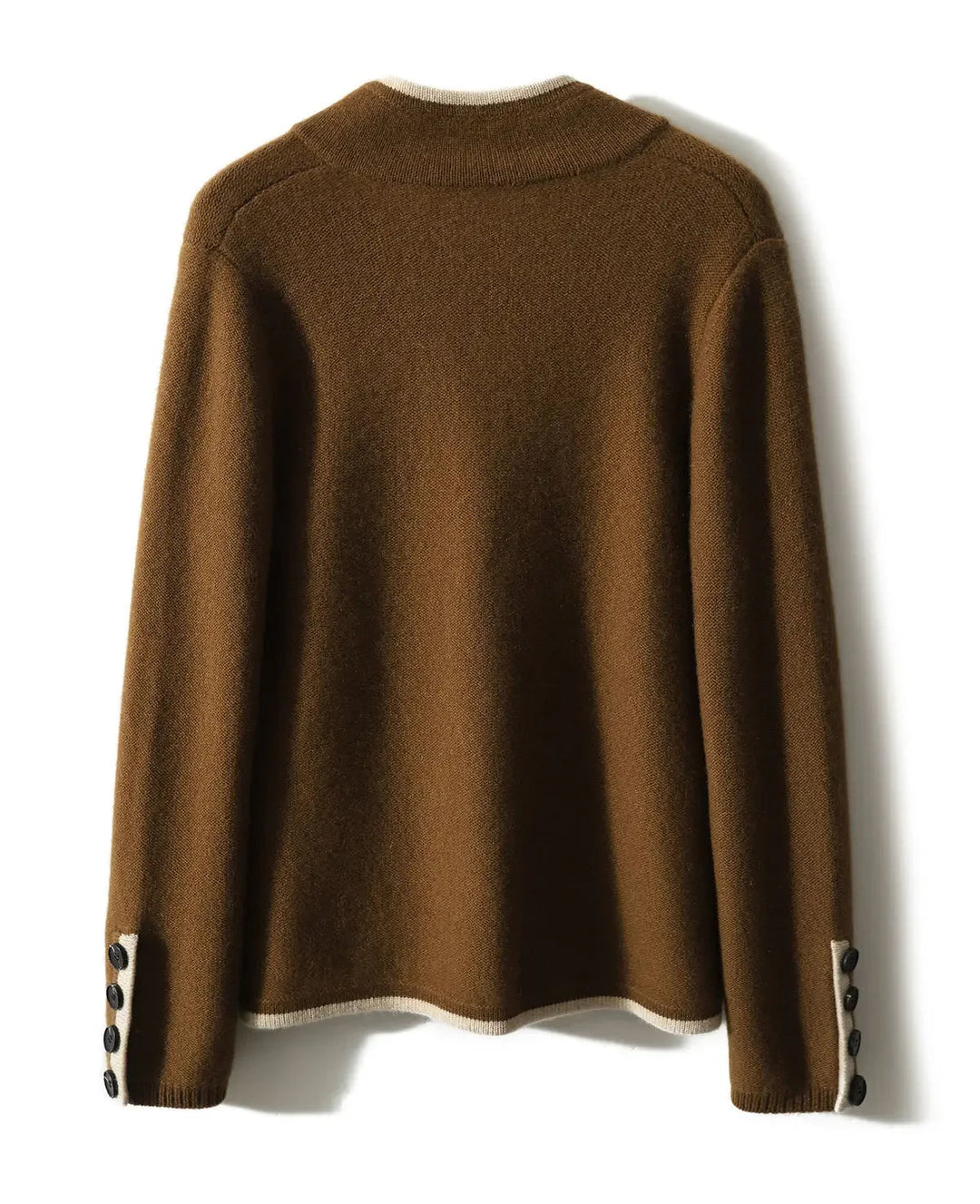 Cardigan donna con bottoni, tasche e rifiniture a contrasto