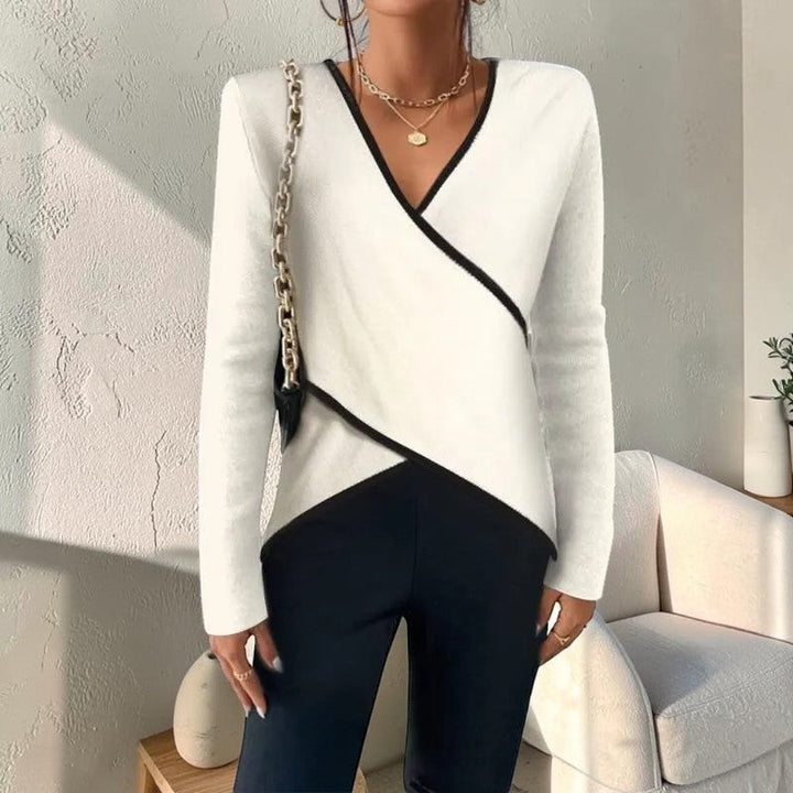 Maglione da donna a maniche lunghe con scollo a V