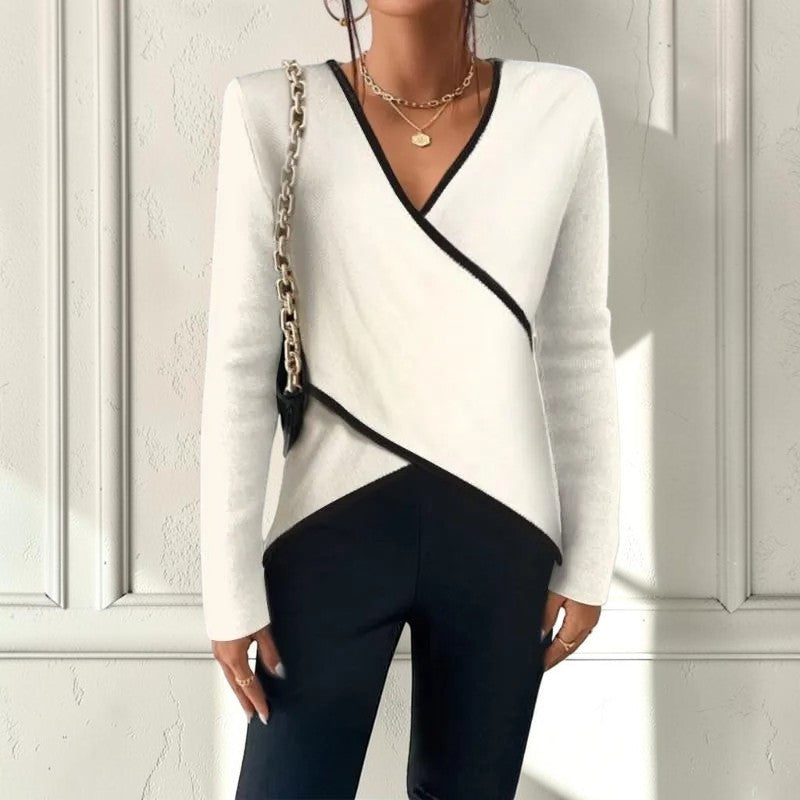 Maglione da donna a maniche lunghe con scollo a V