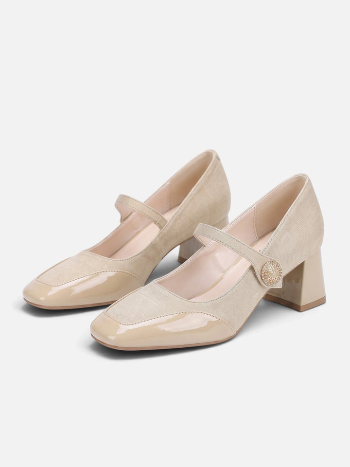 Babies con Tacco Donna Suedine Jacquard Punta Verniciata