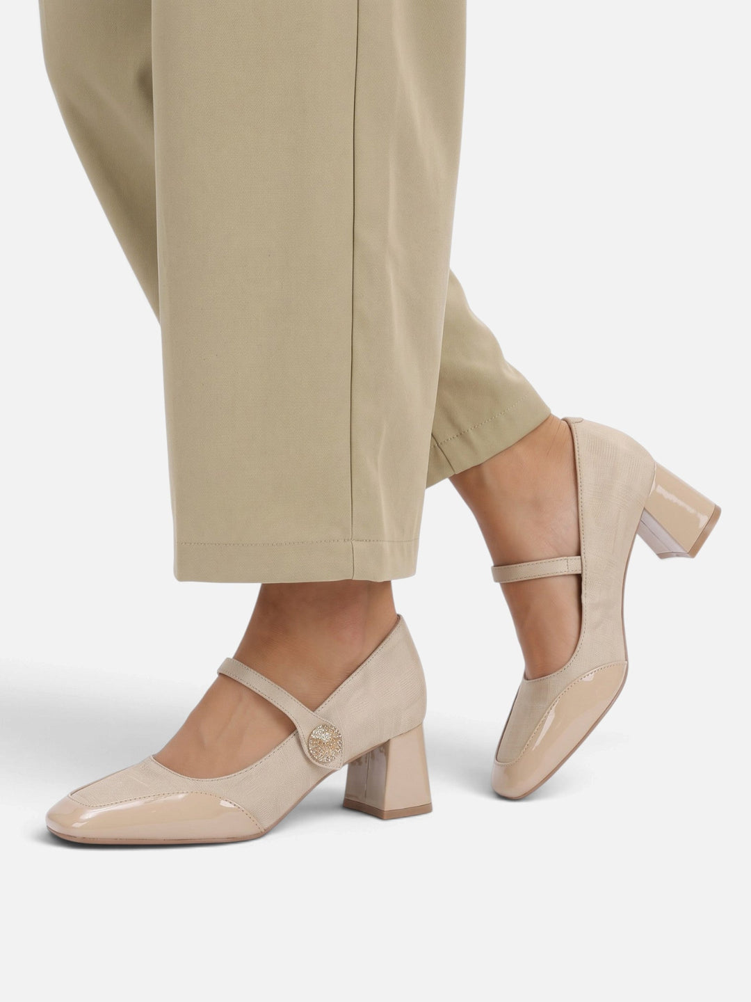 Babies con Tacco Donna Suedine Jacquard Punta Verniciata