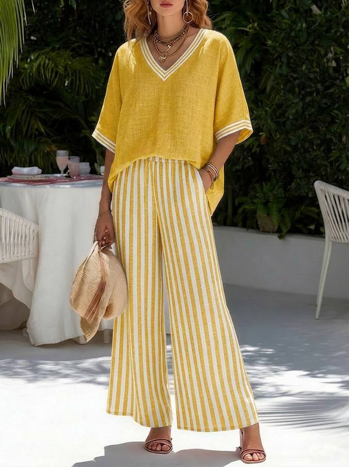 Set Duo in Lino a Righe Alira