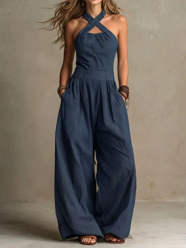 Denise | Tuta Lunga Fluida con Scollo Halter