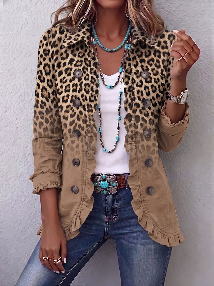 Rosmine | Giacca Vintage Leopardata Sfumata con Volant