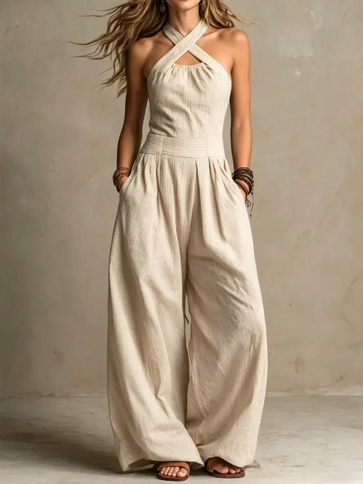 Denise | Tuta Lunga Fluida con Scollo Halter