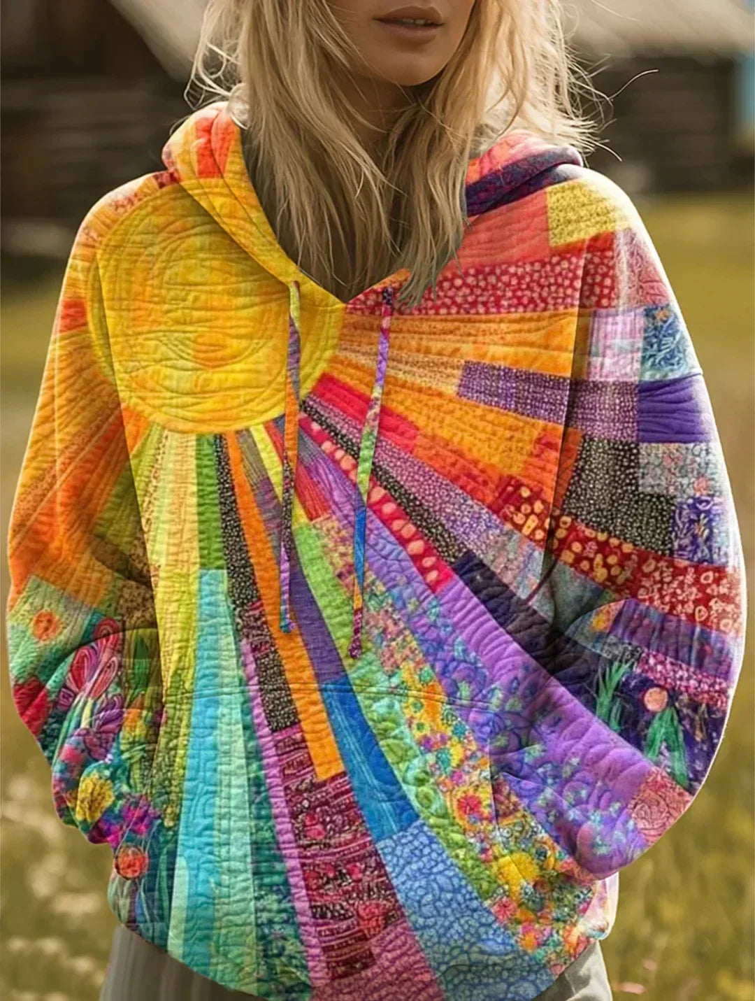 Dawnella | Felpa Bohemien Multicolore Patchwork