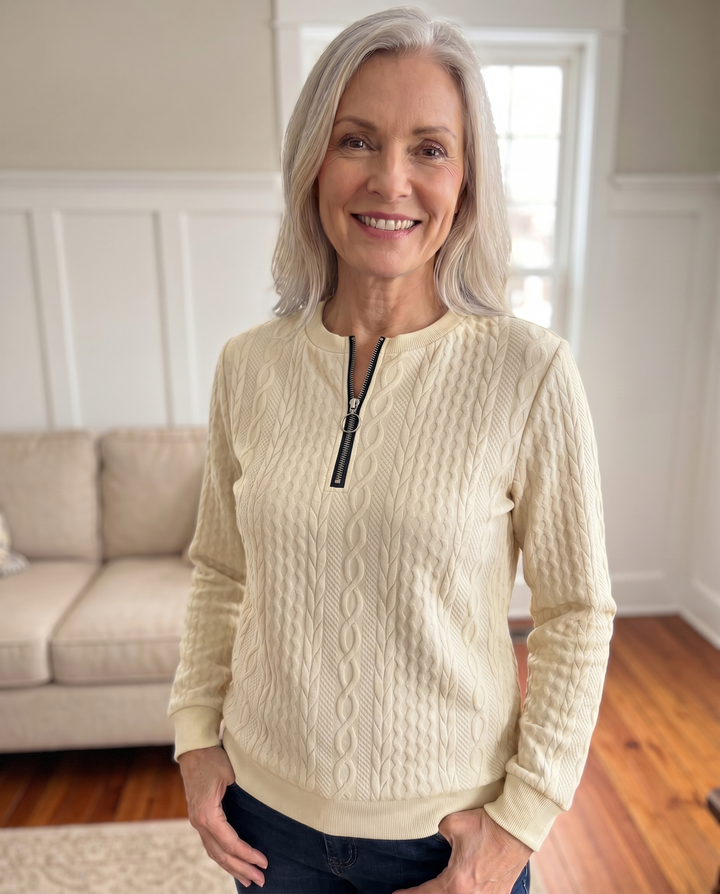 SWEAT TEXTURATO CON ZIP PER DONNE